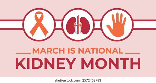 National Kidney Month Observed every year of March, Medical Awareness Vector design 