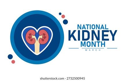 National Kidney Month Vector Kidney Bean Health Ribbon Dialysis Transplant Awareness March Banner Design Infographic Stock Graphic Template Illustration