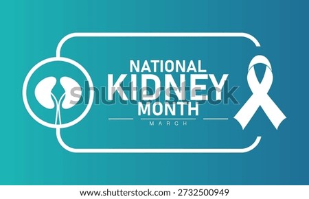 National Kidney Month Vector Kidney Bean Health Ribbon Dialysis Transplant Awareness March Banner Design Infographic Stock Graphic Template Illustration