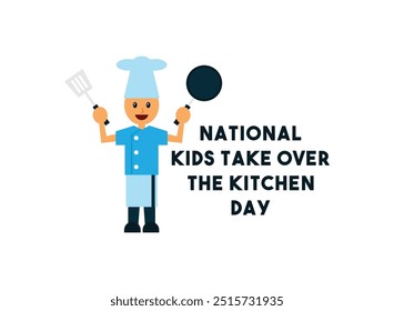 National Kids Take Over The Kitchen Day. Flat design vector. White background. Eps 10.