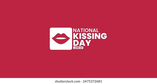 National Kissing Day, June 22, suitable for social media post, card greeting, banner, template design, print, suitable for event, website, vector illustration, with lips illustration.