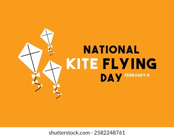 National Kite Flying Day. February 8. Yellow background. Eps 10.