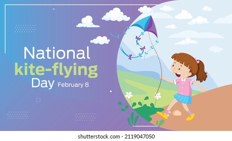 National Kite Flying Day Am 08. Februar 2008 Geschäftsbroschüre Flyer Banner Design horizontale Vorlage Vektorgrafik, Titelpräsentation abstrakt, moderne Publikation Poster und Flaggen-Banner.