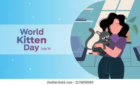 National Kitten Day Day on July 10 business brochure flyer banner design horizontal template vector, cover presentation abstract, modern publication poster and flag-banner, layout in rectangle size.