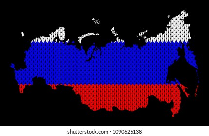 The national  knitted flag with gradient effect inside of the country of Russian Federation. Modern Design or fabric background of Russia. Original element for print,  wrapping paper, websites. EPS 10