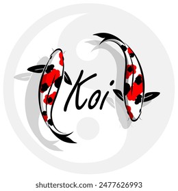 National Koi Day event banner. Illustration of two beautiful Koi fish with the yin yang symbol on white background to celebrate on July 7th