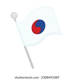 National Korea Flag Illustration Vector Clipart Cartoon