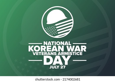 Día Nacional de Armisticio de Veteranos de Guerra de Corea. 27 de julio. Concepto de vacaciones. Plantilla para fondo, banner, tarjeta, afiche con inscripción de texto. Ilustración del vector EPS10