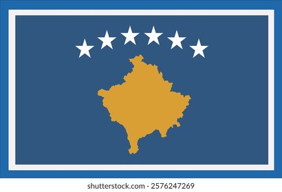 National Kosovo flag, official colors and proportion correctly. National Kosovo flag. Vector illustration. Kosovo flag vector icon, simple, flat design for web or mobile app.