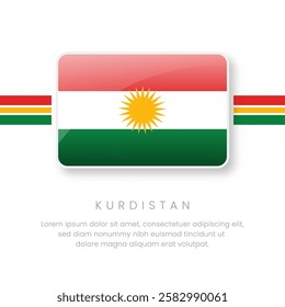 National Kurdistan Flag.Vector Kurdistan Button Flag. Realistic National Flag Design and Vector Template.