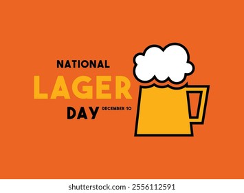 National Lager Day. December 10. Orange background. Eps 10.