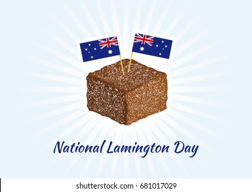 National Lamington Day vector. Lamington vector illustration. Australian sweet delicacy. Important day