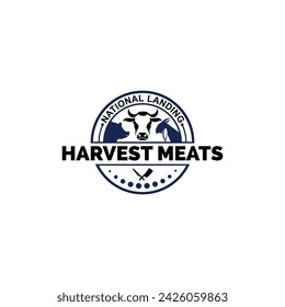NATIONAL LANDING HARVEST MEATS IS A BUTCHER AND MEATSHOP LOGO