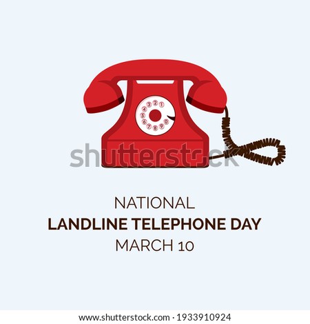 National Landline Telephone Day vector. Old red telephone vector. Landline Telephone Day Poster, March 10. Important day