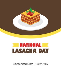 National lasagna day vector illustration in flat style