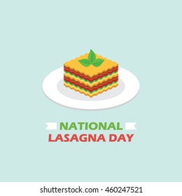 National lasagna day vector illustration in flat style