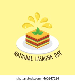 National lasagna day vector illustration in flat style