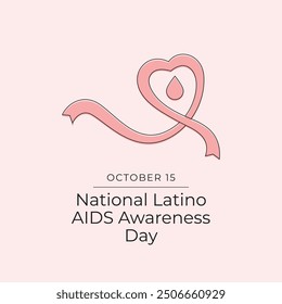 Design-Vorlage zum nationalen Latino AIDS Awareness Day, die gut für die Feier geeignet ist. Design des nationalen Latino AIDS Aids Awareness Day rotes Vektorband. Kontinuierliche Linienzeichnung. eps 10.