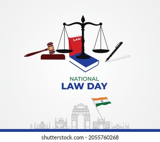 National law day. Constitution of India. November 26. Template for background, banner, card, poster. Vector illustration.