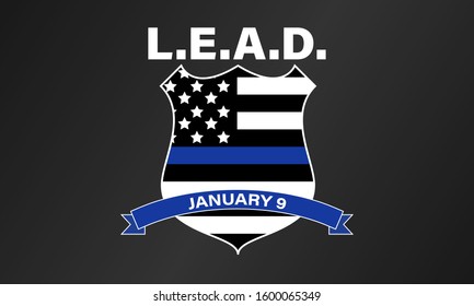 NATIONAL LAW ENFORCEMENT APPRECIATION DAY. January 9. Poster, card, banner, background, T-shirt design. Vector ilustration. EPS 10