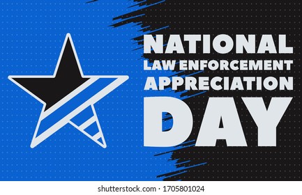 NATIONAL LAW ENFORCEMENT APPRECIATION DAY (L.E.A.D.). January 9. Poster, card, banner, background, T-shirt design. Vector ilustration. EPS 10