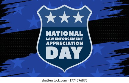 NATIONAL LAW ENFORCEMENT APPRECIATION DAY (L.E.A.D.). January 9. Poster, card, banner, background, T-shirt design. Vector ilustration. EPS 10