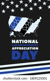 NATIONAL LAW ENFORCEMENT APPRECIATION DAY (L.E.A.D.). January 9. Poster, card, banner, background, T-shirt design. Vector ilustration. EPS 10