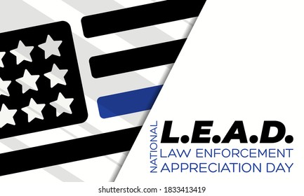 NATIONAL LAW ENFORCEMENT APPRECIATION DAY (L.E.A.D.). January 9. Poster, card, banner, background, T-shirt design. Vector ilustration. EPS 10