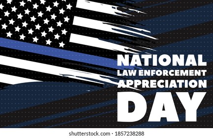 NATIONAL LAW ENFORCEMENT APPRECIATION DAY (L.E.A.D.). January 9. Poster, card, banner, background, T-shirt design. Vector ilustration. EPS 10