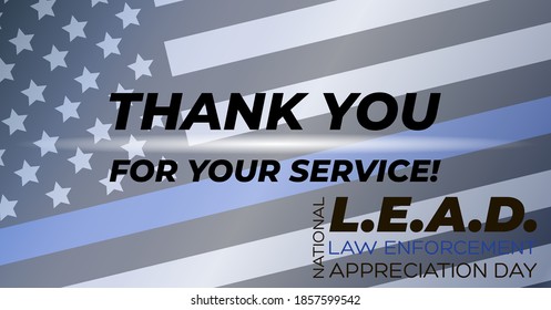 NATIONAL LAW ENFORCEMENT APPRECIATION DAY (L.E.A.D.). January 9. Poster, card, banner, background, T-shirt design. Vector ilustration. EPS 10