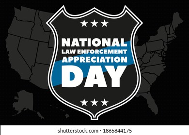 NATIONAL LAW ENFORCEMENT APPRECIATION DAY (L.E.A.D.). January 9. Poster, card, banner, background, T-shirt design. Vector ilustration. EPS 10