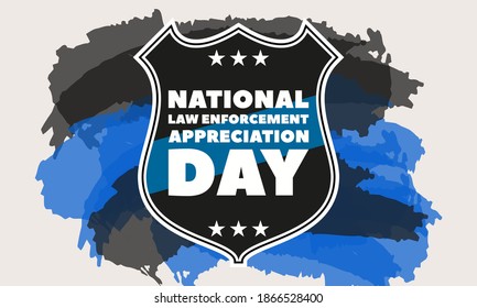 NATIONAL LAW ENFORCEMENT APPRECIATION DAY (L.E.A.D.). January 9. Poster, card, banner, background, T-shirt design. Vector ilustration. EPS 10