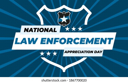 NATIONAL LAW ENFORCEMENT APPRECIATION DAY (L.E.A.D.). January 9. Poster, card, banner, background, T-shirt design. Vector ilustration. EPS 10