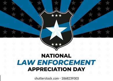 NATIONAL LAW ENFORCEMENT APPRECIATION DAY (L.E.A.D.). January 9. Poster, card, banner, background, T-shirt design. Vector ilustration. EPS 10