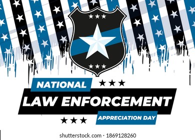 NATIONAL LAW ENFORCEMENT APPRECIATION DAY (L.E.A.D.). January 9. Poster, card, banner, background, T-shirt design. Vector ilustration. EPS 10