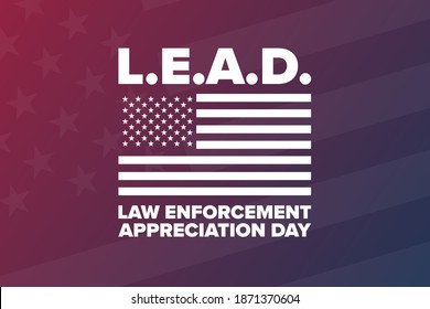 National Law Enforcement Appreciation Day L.E.A.D. January 9. Holiday concept. Template for background, banner, card, poster with text inscription. Vector EPS10 illustration