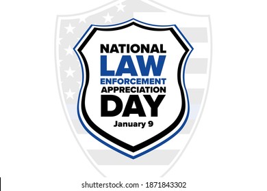 National Law Enforcement Appreciation Day L.E.A.D. January 9. Holiday concept. Template for background, banner, card, poster with text inscription. Vector EPS10 illustration