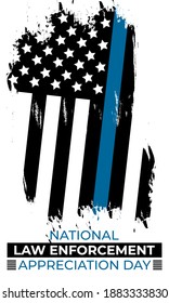 NATIONAL LAW ENFORCEMENT APPRECIATION DAY (L.E.A.D.). January 9. Poster, card, banner, background, T-shirt design. Vector ilustration. EPS 10