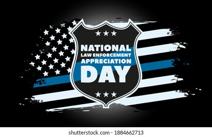 NATIONAL LAW ENFORCEMENT APPRECIATION DAY (L.E.A.D.). January 9. Poster, card, banner, background, T-shirt design. Vector ilustration. EPS 10