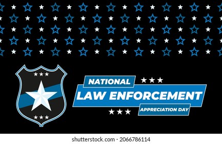 NATIONAL LAW ENFORCEMENT APPRECIATION DAY (L.E.A.D.). January 9. Poster, card, banner, background, T-shirt design. Vector ilustration. EPS 10