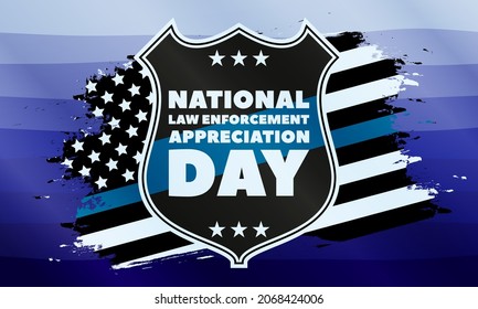 NATIONAL LAW ENFORCEMENT APPRECIATION DAY (L.E.A.D.). January 9. Poster, card, banner, background, T-shirt design. Vector ilustration. EPS 10
