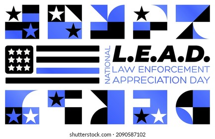 NATIONAL LAW ENFORCEMENT APPRECIATION DAY (L.E.A.D.). January 9. Poster, card, banner, background, T-shirt design. Vector ilustration. EPS 10