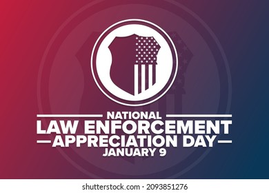 National Law Enforcement Appreciation Day. January 9. Holiday concept. Template for background, banner, card, poster with text inscription. Vector EPS10 illustration