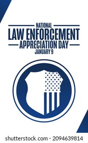 National Law Enforcement Appreciation Day. January 9. Holiday concept. Template for background, banner, card, poster with text inscription. Vector EPS10 illustration