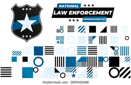 NATIONAL LAW ENFORCEMENT APPRECIATION DAY (L.E.A.D.). January 9. Poster, card, banner, background, T-shirt design. Vector ilustration. EPS 10