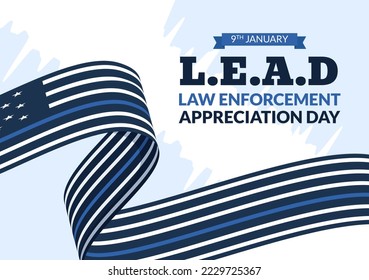 National Law Enforcement Appreciation Day or LEAD on January 9th to Thank and Show Support in Flat Cartoon Hand Drawn Templates Illustration