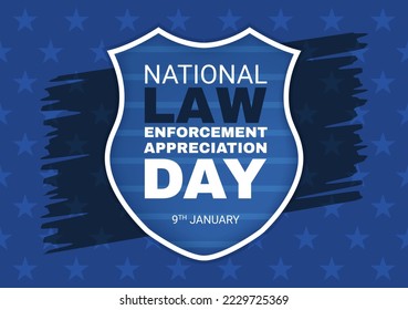 National Law Enforcement Appreciation Day or LEAD on January 9th to Thank and Show Support in Flat Cartoon Hand Drawn Templates Illustration