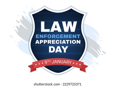 National Law Enforcement Appreciation Day or LEAD on January 9th to Thank and Show Support in Flat Cartoon Hand Drawn Templates Illustration