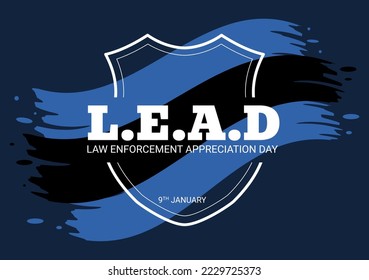 National Law Enforcement Appreciation Day or LEAD on January 9th to Thank and Show Support in Flat Cartoon Hand Drawn Templates Illustration