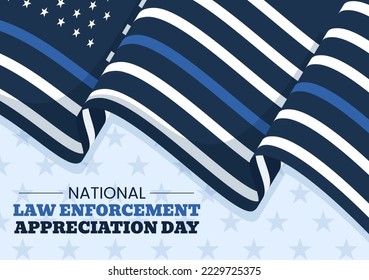 National Law Enforcement Appreciation Day or LEAD on January 9th to Thank and Show Support in Flat Cartoon Hand Drawn Templates Illustration